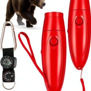 125dB Bear Horn by Mysora – Red 2‑Pack with Compass & Thermometer-0
