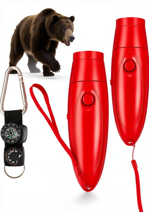 125dB Bear Horn by Mysora – Red 2‑Pack with Compass & Thermometer-0