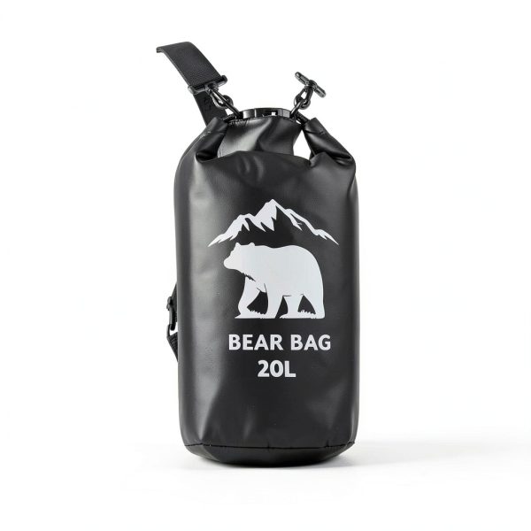 Bear Food Bag PLUVAVA 20L Black Waterproof Set with Rope & Pouch-2
