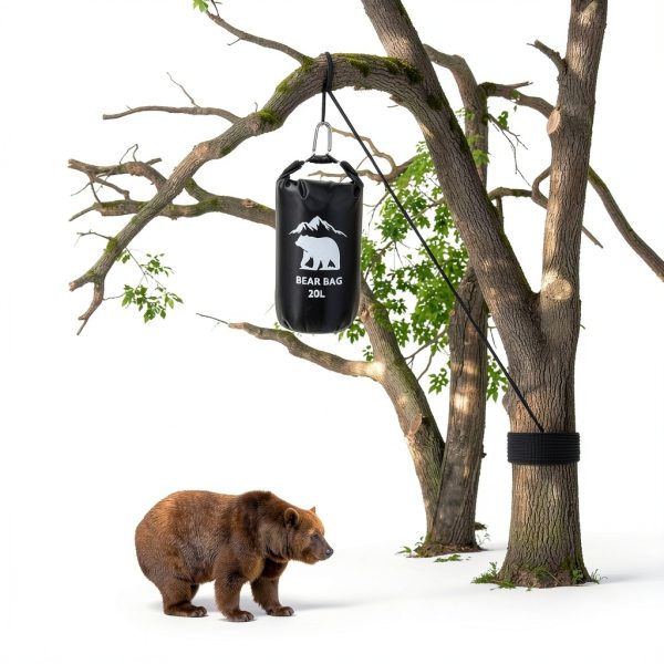 Bear Food Bag PLUVAVA 20L Black Waterproof Set with Rope & Pouch-5