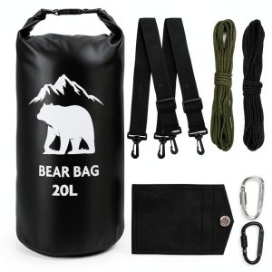 Bear Food Bag PLUVAVA 20L Black Waterproof Set with Rope & Pouch-0