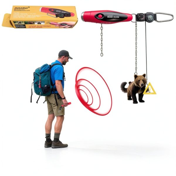 120dB Electronic Air Horn with Compass & Thermometer- Bear Horn to Scare Bears - Self Defense for Hiking-3