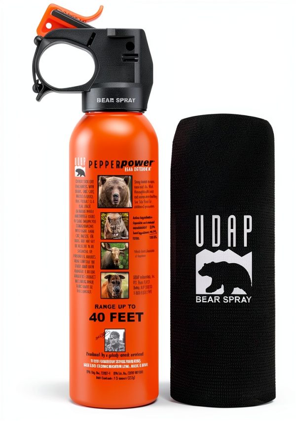 Pepper Power Bear Spray 12VHP Safety Orange Defense Hip Holster-0