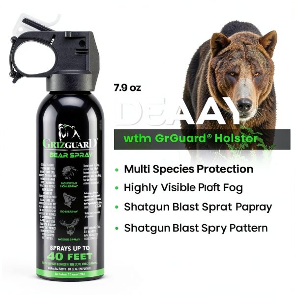 Bear Spray W/Holster 40 ft Range, Maximum Strength, EPA-Registered Spray for Bears, Mountain Lions, Coyotes, Dogs, & Moose, Outdoor Hiking & Camping Protection, Glow Safety, 7.9 oz 2 Pack-2