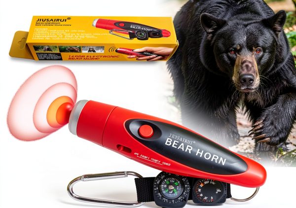 120dB Electronic Air Horn with Compass & Thermometer- Bear Horn to Scare Bears - Self Defense for Hiking-0