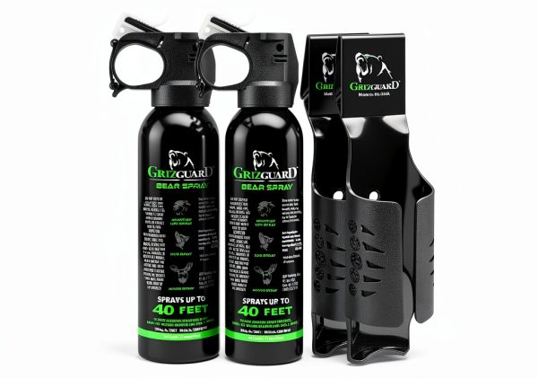 Bear Spray W/Holster 40 ft Range, Maximum Strength, EPA-Registered Spray for Bears, Mountain Lions, Coyotes, Dogs, & Moose, Outdoor Hiking & Camping Protection, Glow Safety, 7.9 oz 2 Pack-0