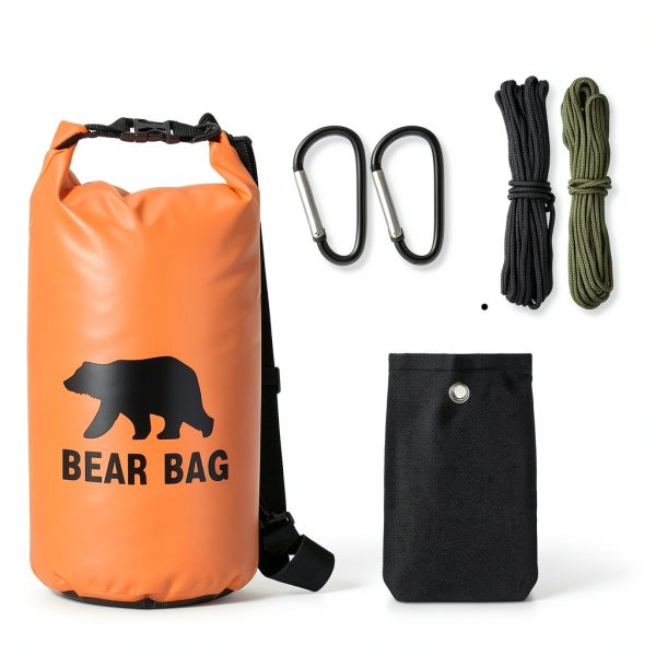 1 Set Bear Food Bag for Camping Ultralight Food Hanging System Includes Waterproof Bear Bag, Nylon Ropes, Hooks for Camping Backpacking-1