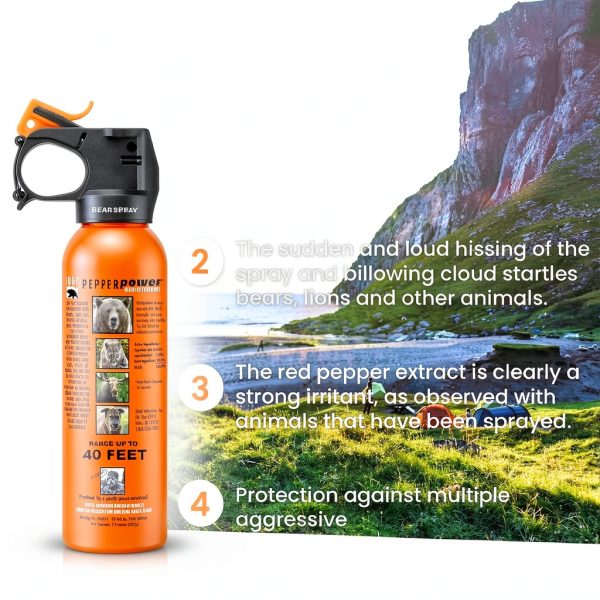 Pepper Power Bear Spray 12VHP Safety Orange Defense Hip Holster-6