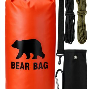 1 Set Bear Food Bag for Camping Ultralight Food Hanging System Includes Waterproof Bear Bag, Nylon Ropes, Hooks for Camping Backpacking-0
